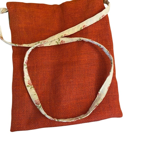 Handmade Burlap & Floral Sage green & Rust cottagecore tote . - Picture 5 of 7